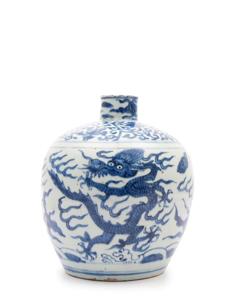 VASO IN PORCELLANA BIANCA E BLU