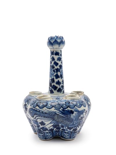 Vaso Porta Tulipani in Porcellana Bianca e Blu