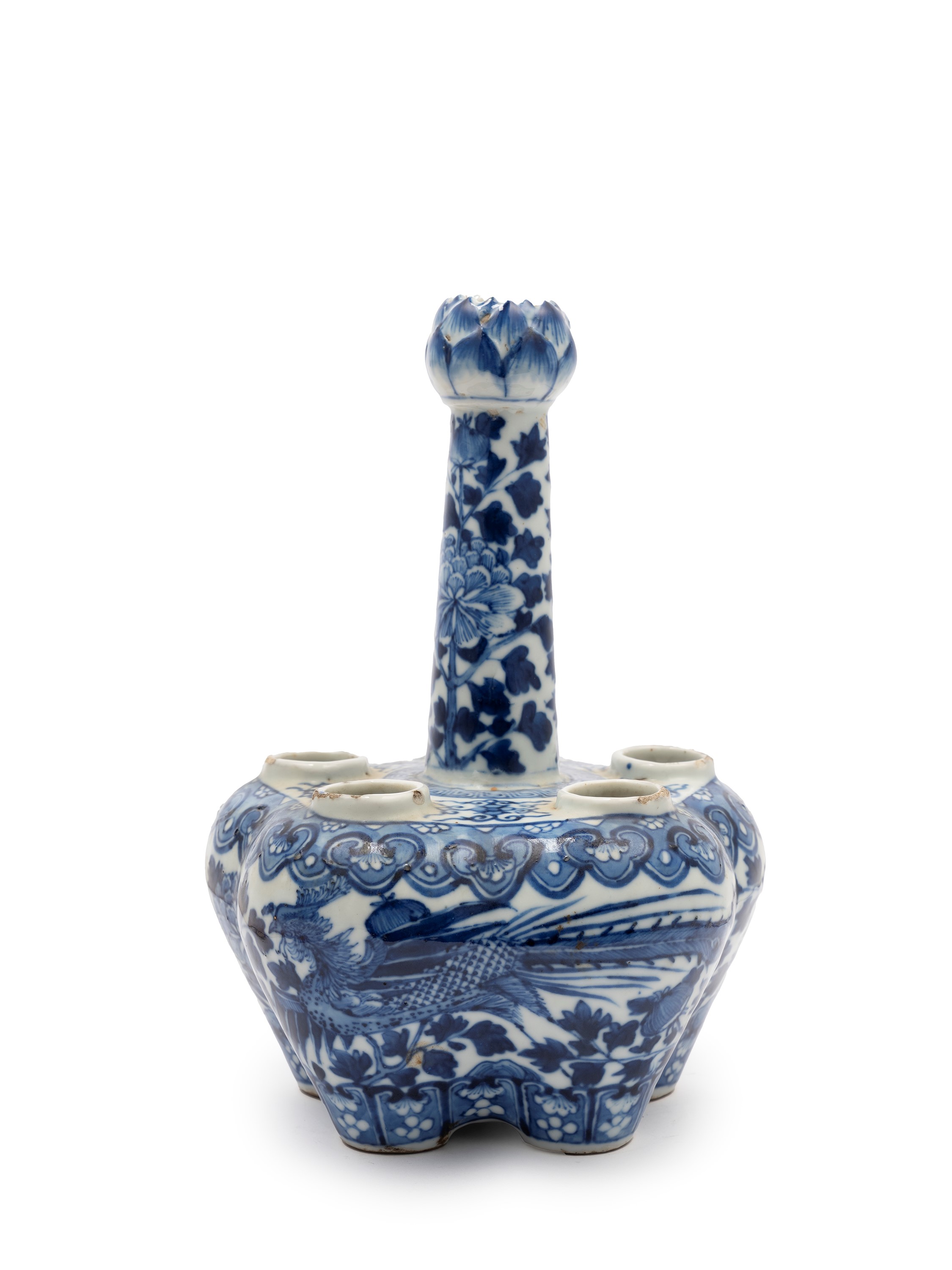 Vaso Porta Tulipani in Porcellana Bianca e Blu