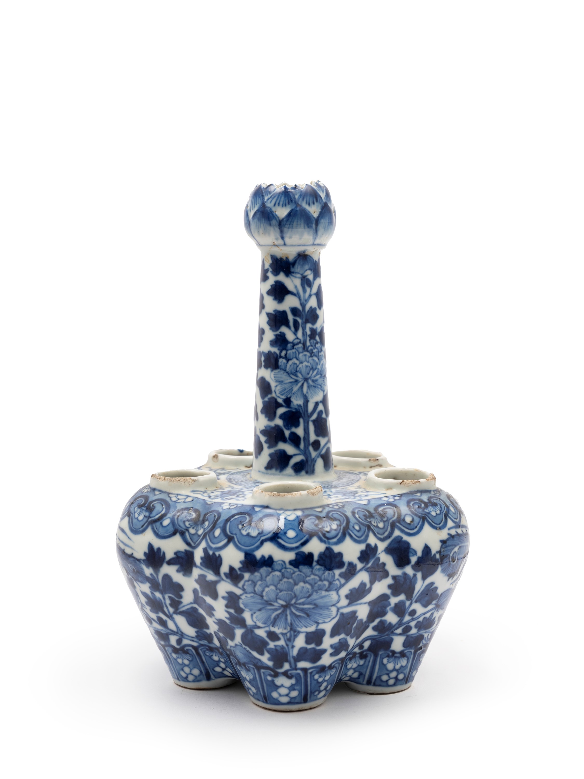 Vaso Porta Tulipani in Porcellana Bianca e Blu