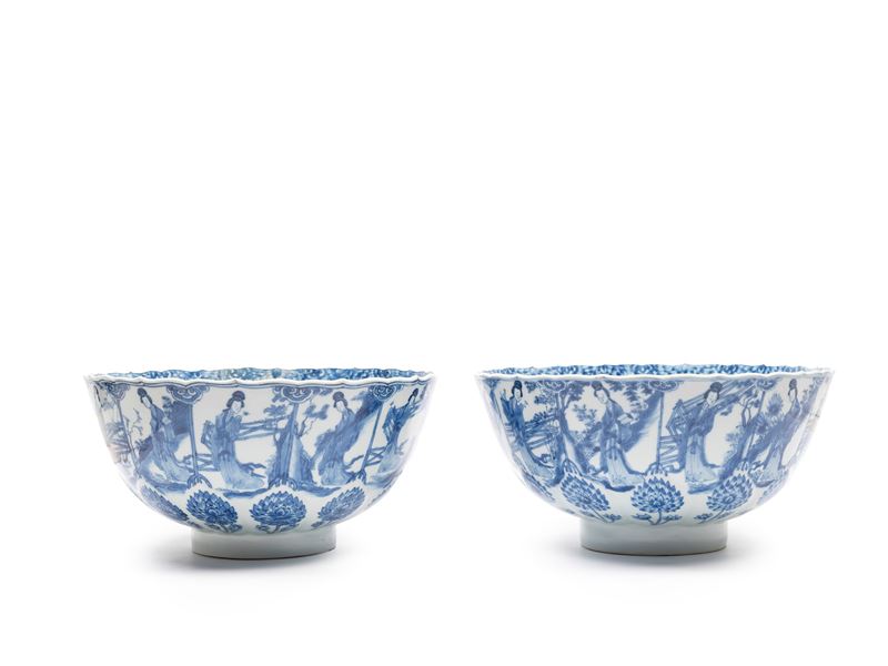 COPPIA DI CIOTOLE IN PORCELLANA BIANCA E BLU