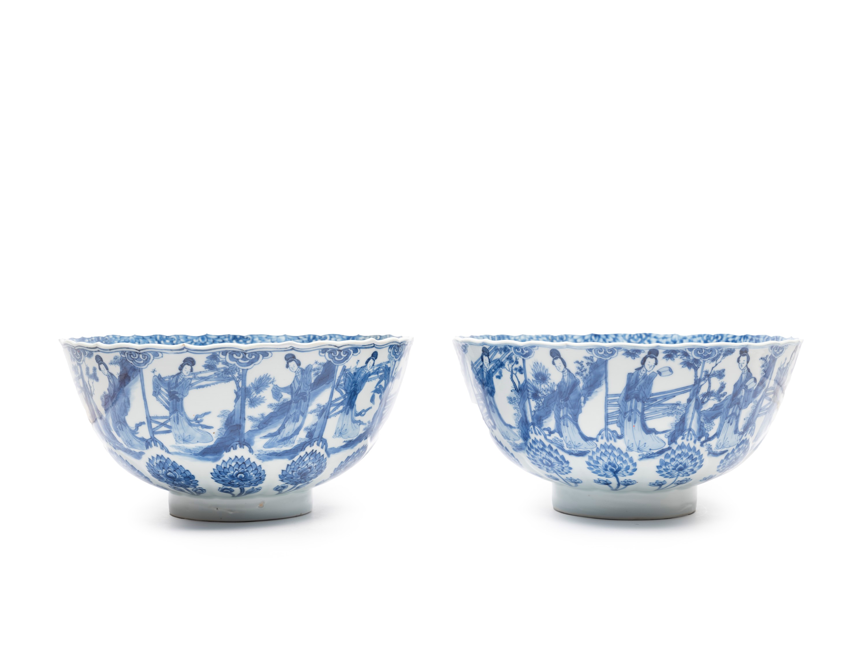 COPPIA DI CIOTOLE IN PORCELLANA BIANCA E BLU