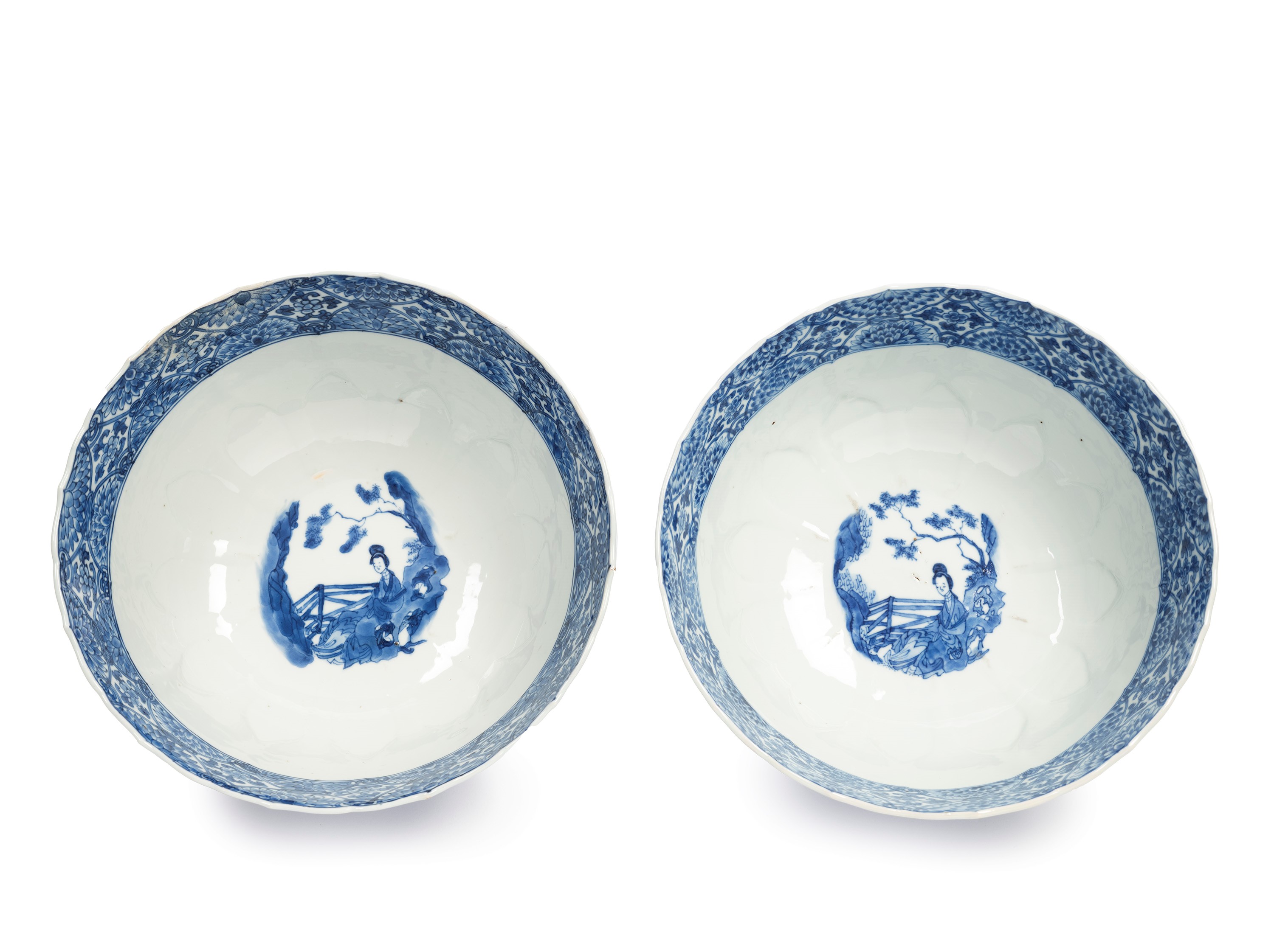 COPPIA DI CIOTOLE IN PORCELLANA BIANCA E BLU