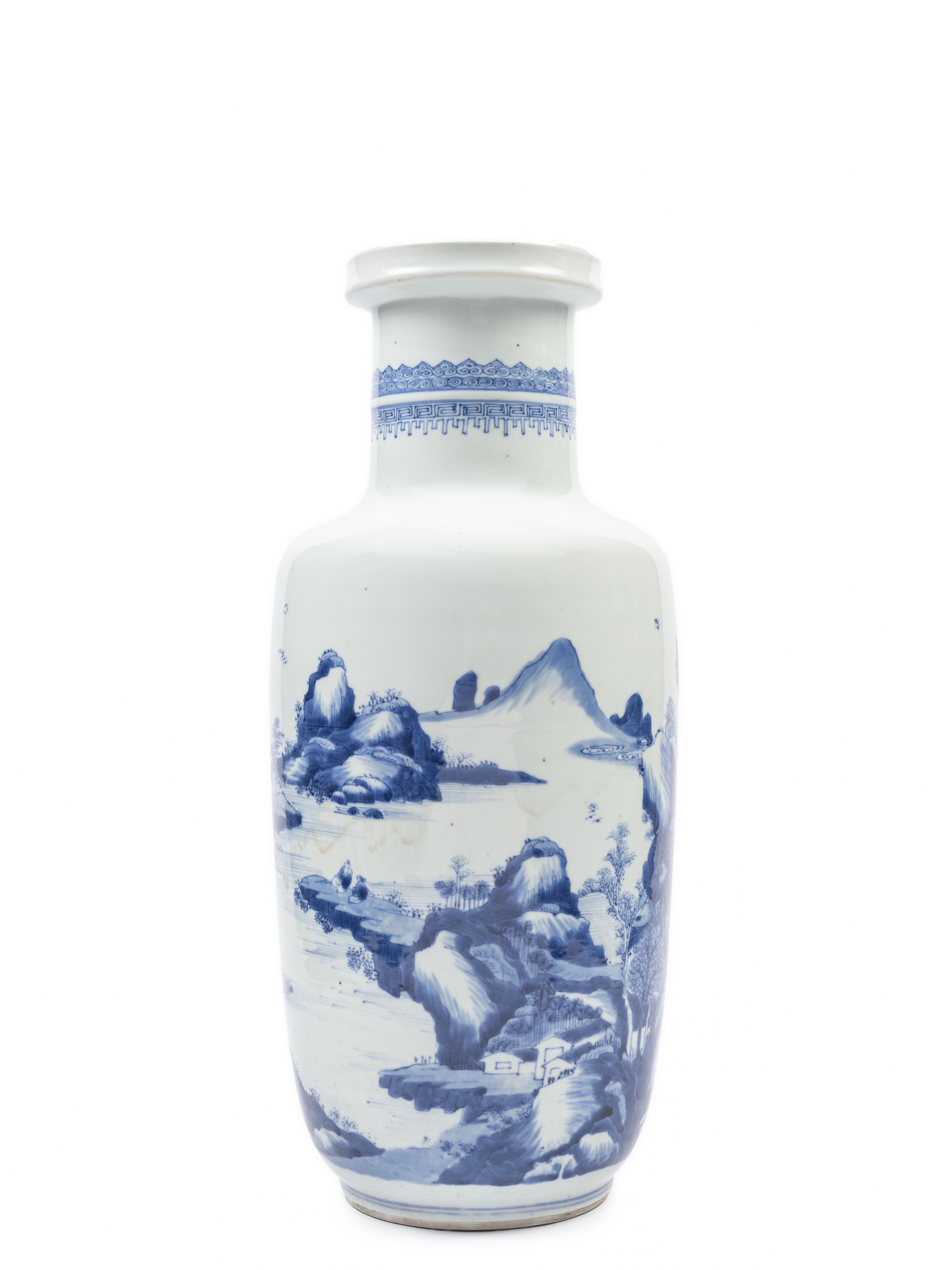 RARO VASO 'ROULEAU' IN PORCELLANA BIANCA E BLU