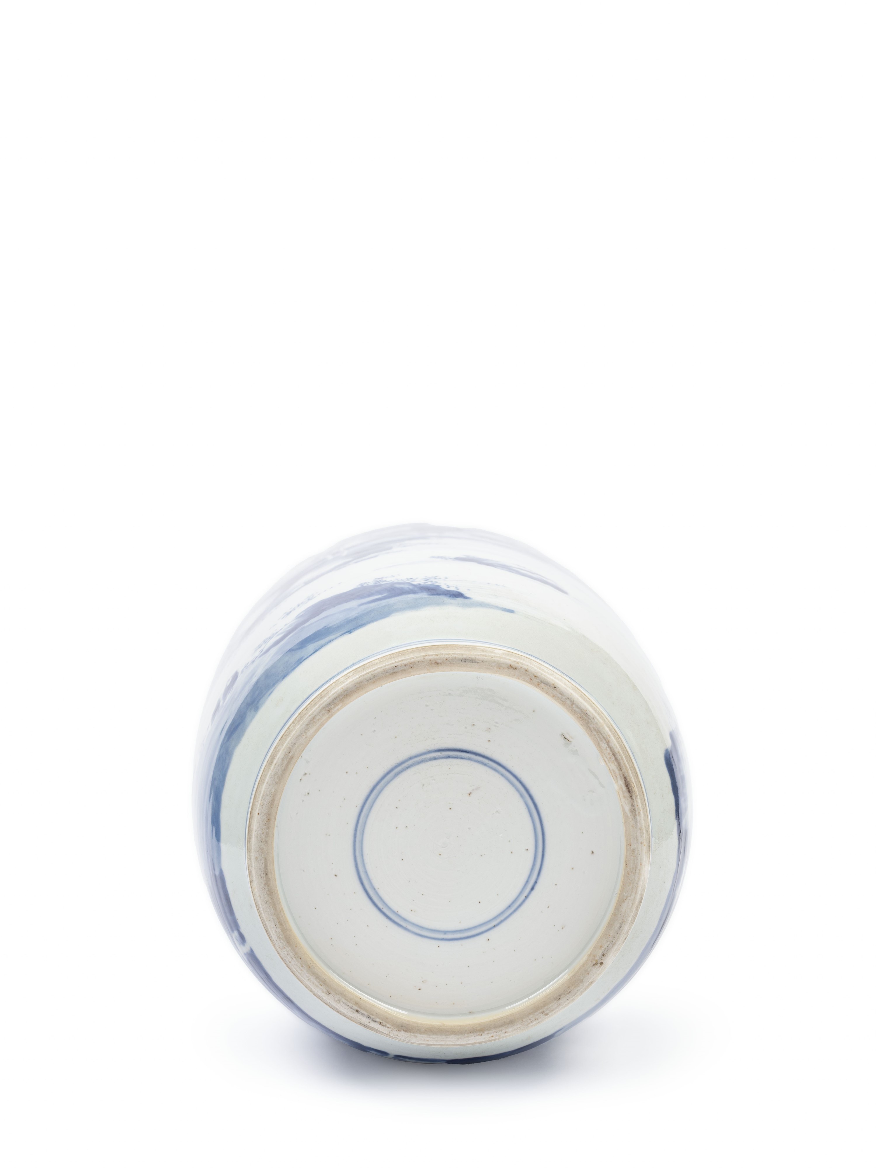 RARO VASO 'ROULEAU' IN PORCELLANA BIANCA E BLU