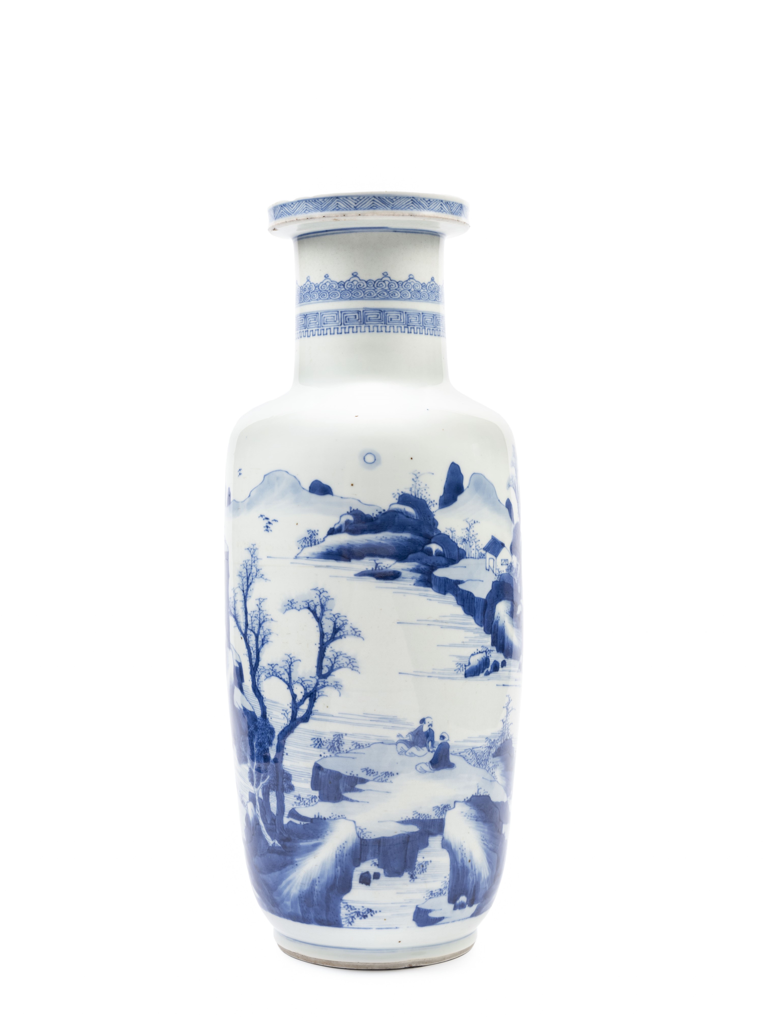 RARO VASO 'ROULEAU' IN PORCELLANA BIANCO E BLU