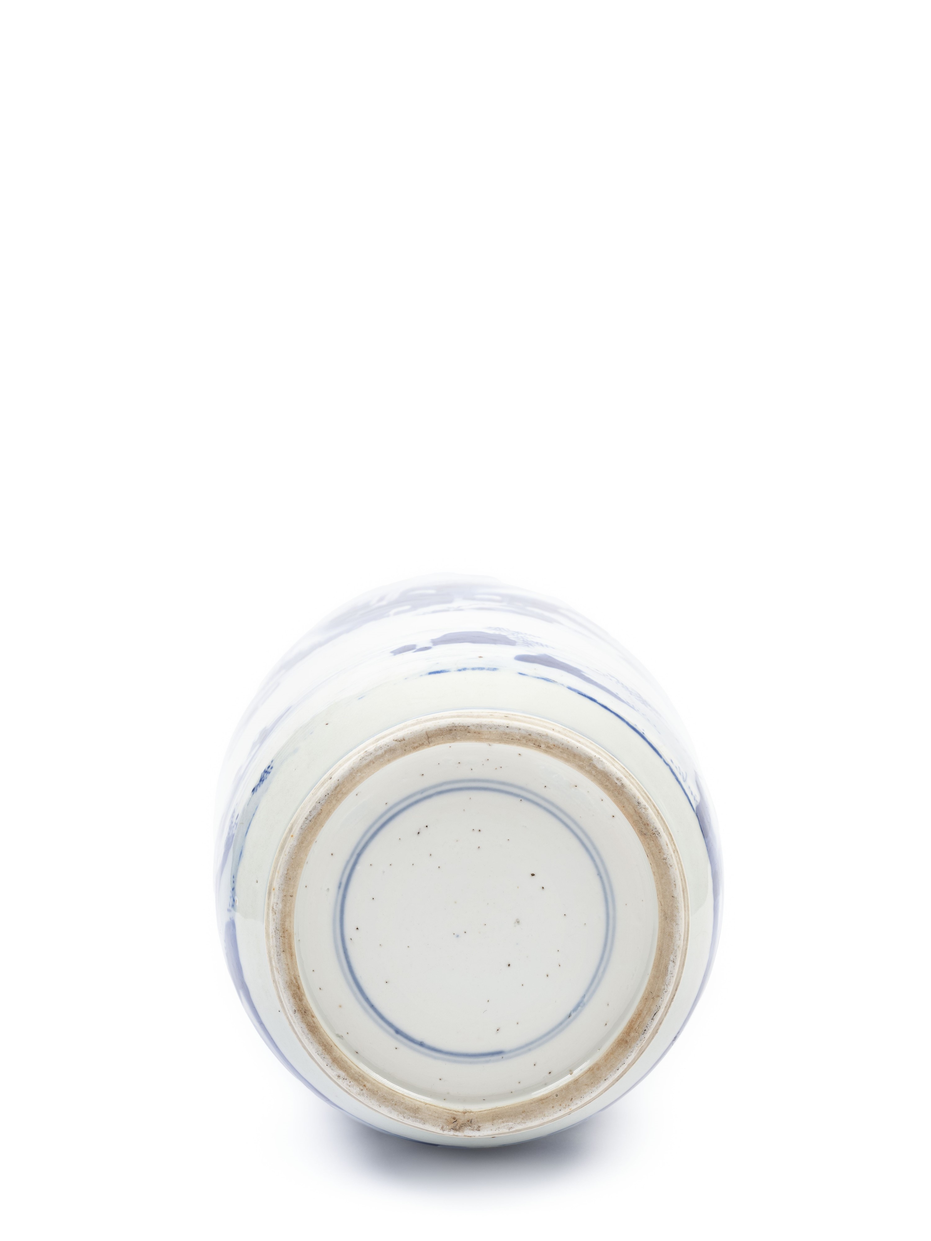 RARO VASO 'ROULEAU' IN PORCELLANA BIANCO E BLU