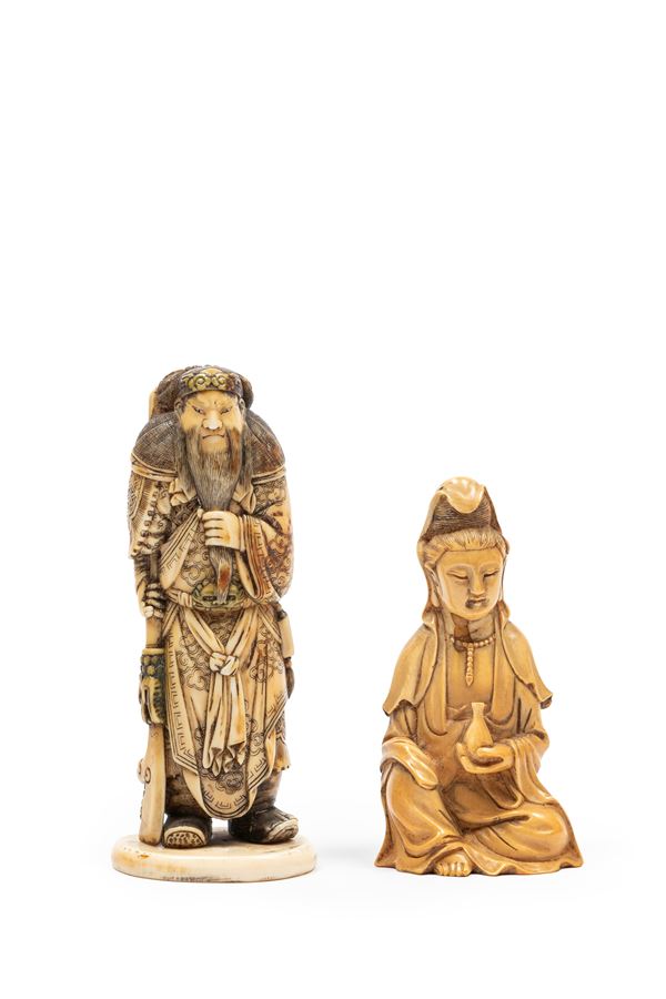 ☼Two Ivory sculptures