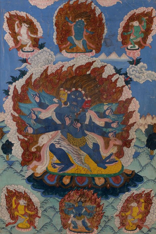 THANGKA DIPINTO SU SETA DI HERUKA