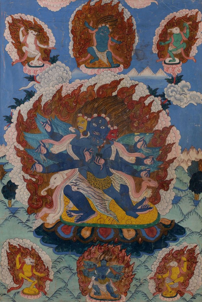 THANGKA DIPINTO SU SETA DI HERUKA