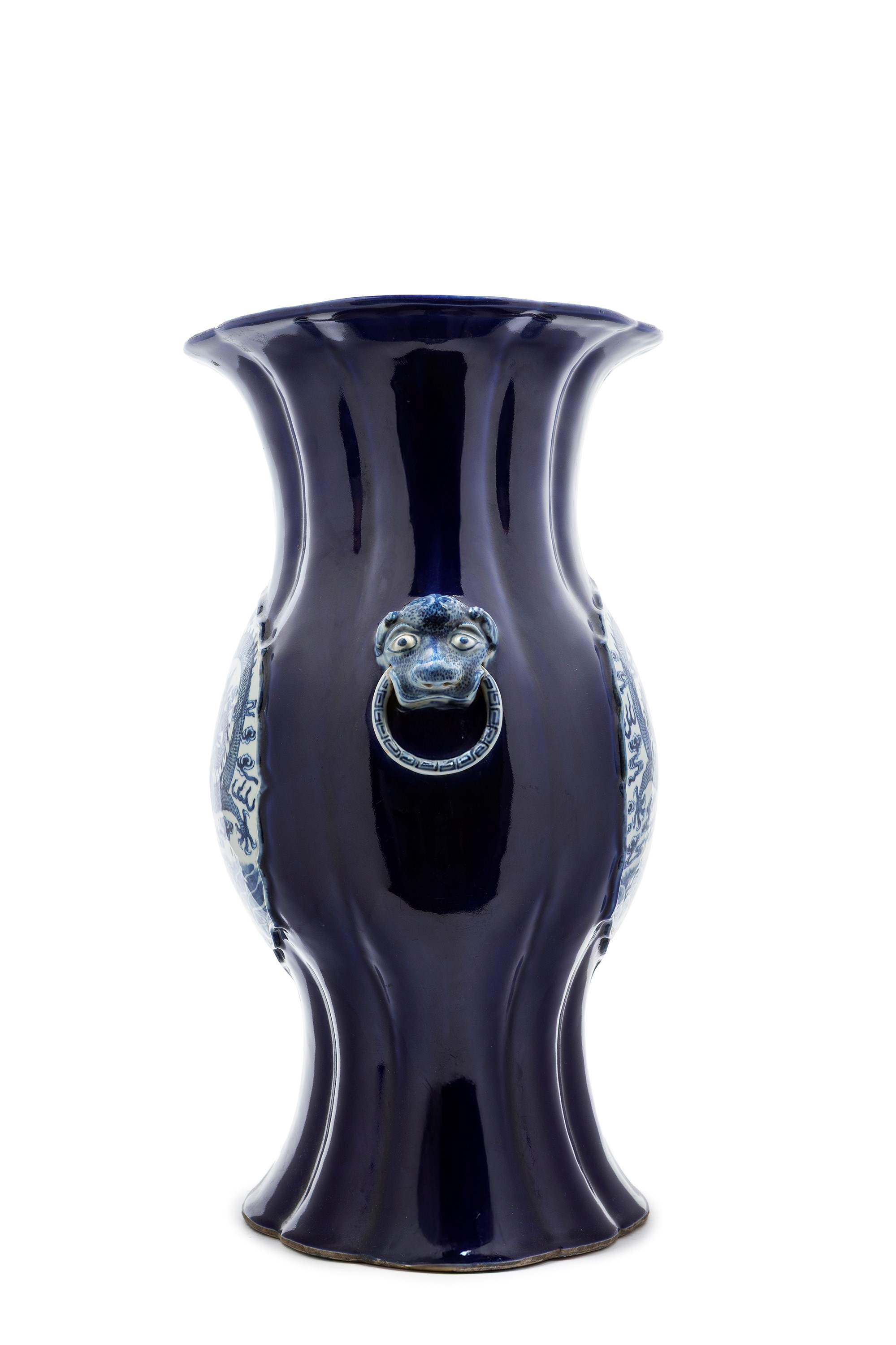 Grande e Raro Vaso in Porcellana Bianca e Blu