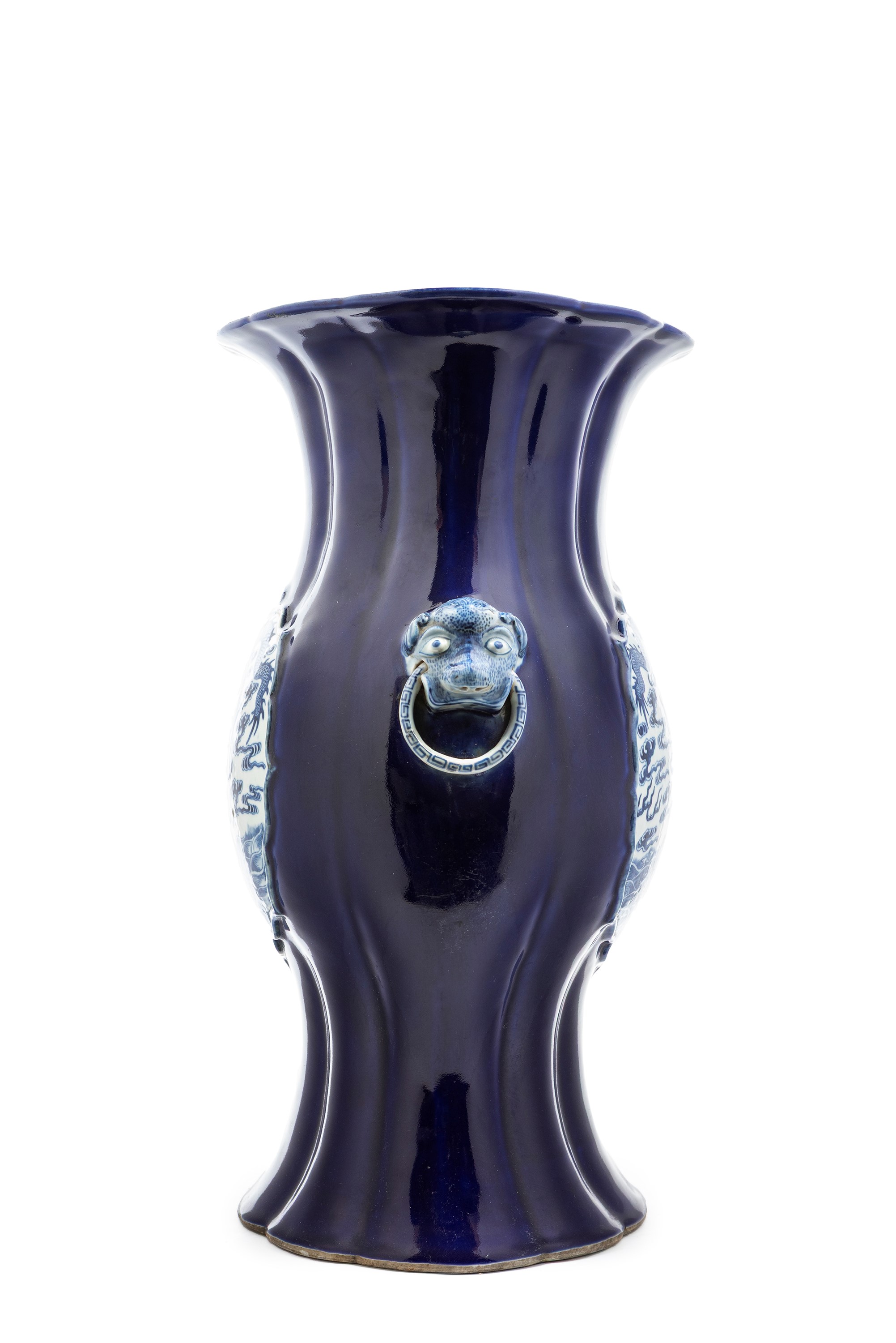 Grande e Raro Vaso in Porcellana Bianca e Blu
