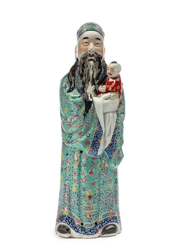 GRANDE FIGURA IN PORCELLANA DI FU XING