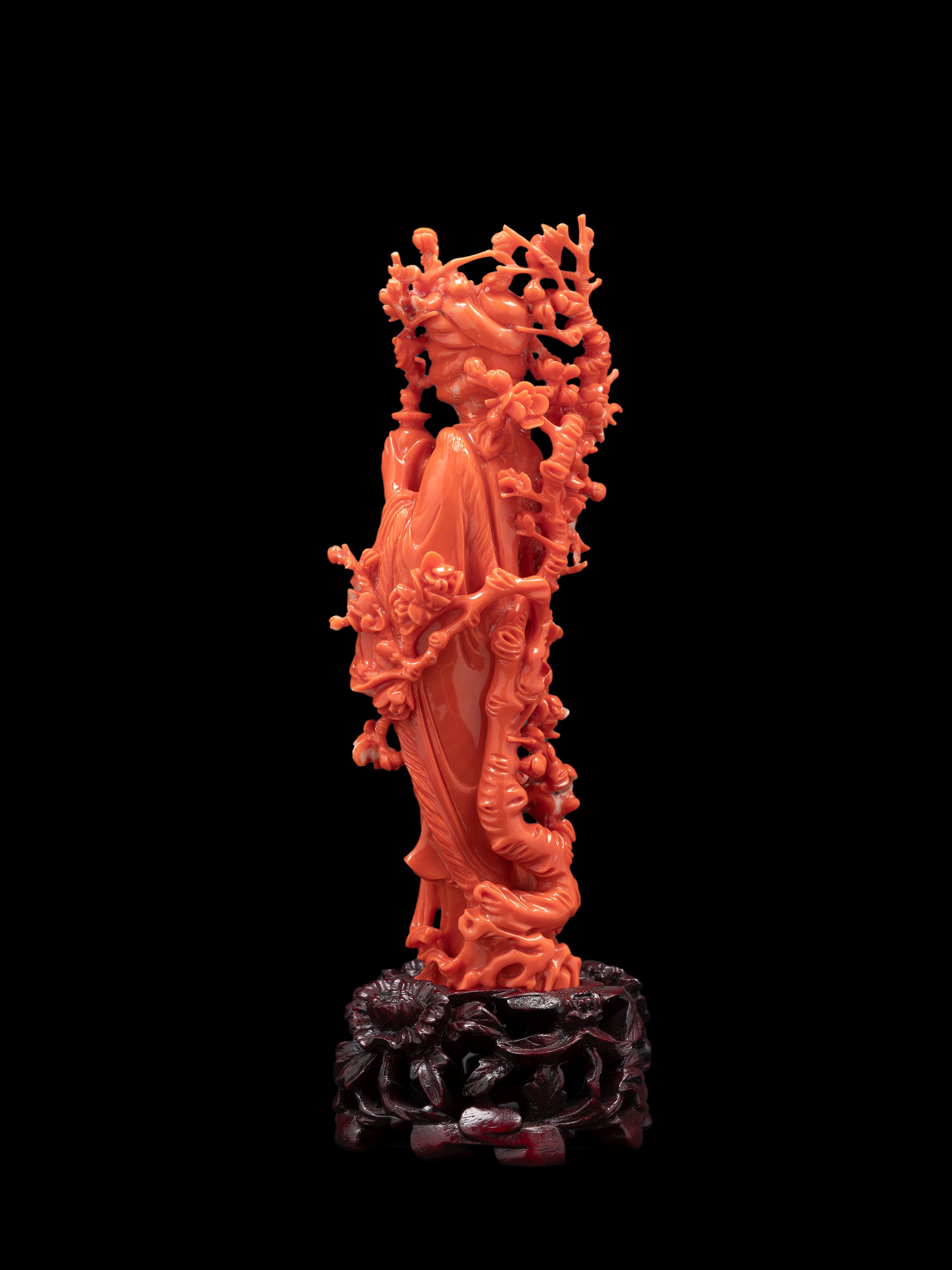 ☼FIGURA IN CORALLO ROSSO MOMO O CERASUOLO SCUOLA DI PECHINO