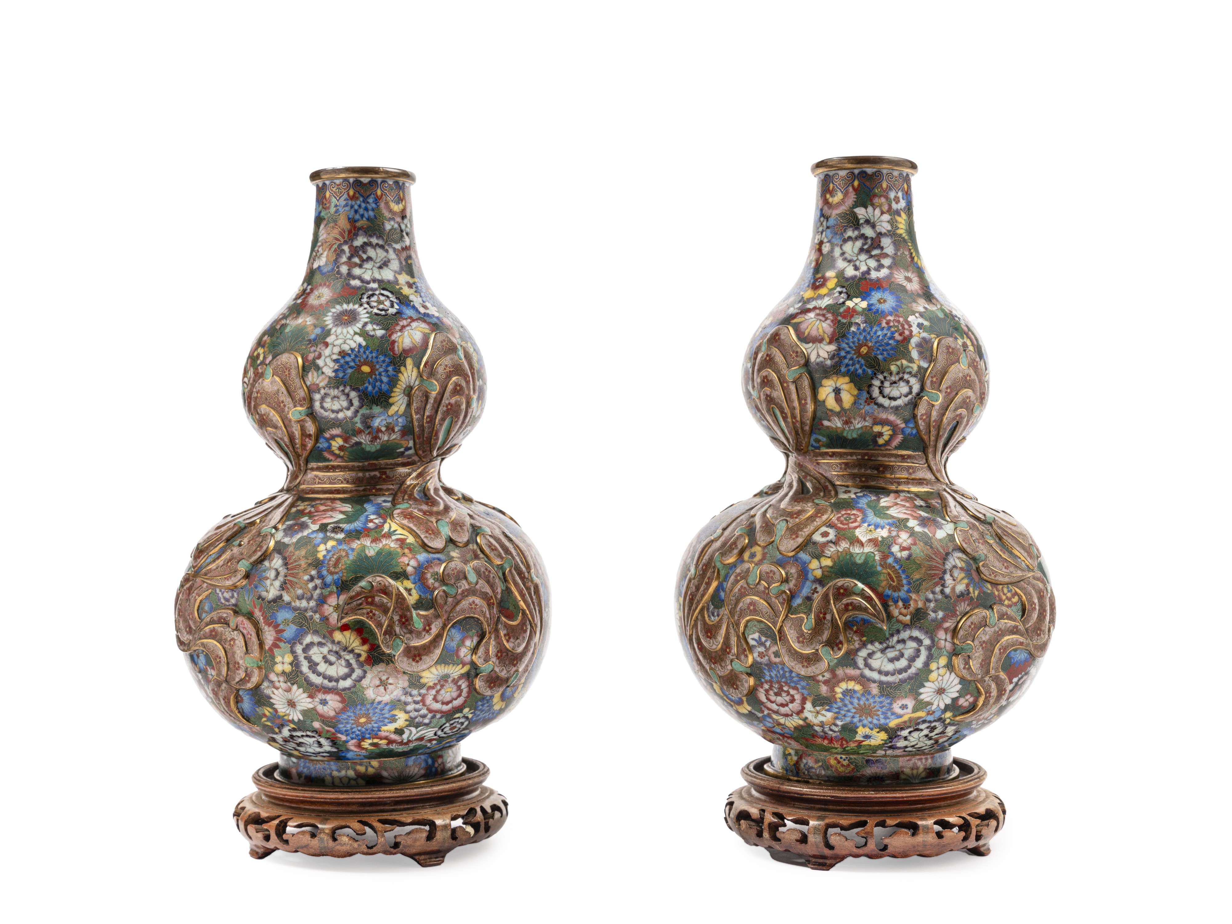 COPPIA DI VASI IN CLOISONNÉ