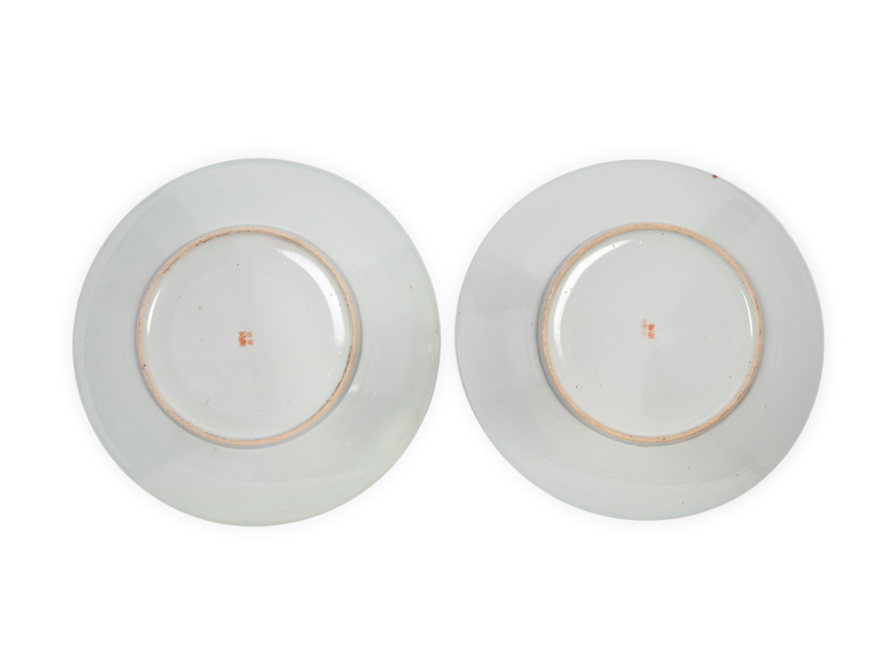 COPPIA DI PIATTI IN PORCELLANA FAMIGLIA ROSA