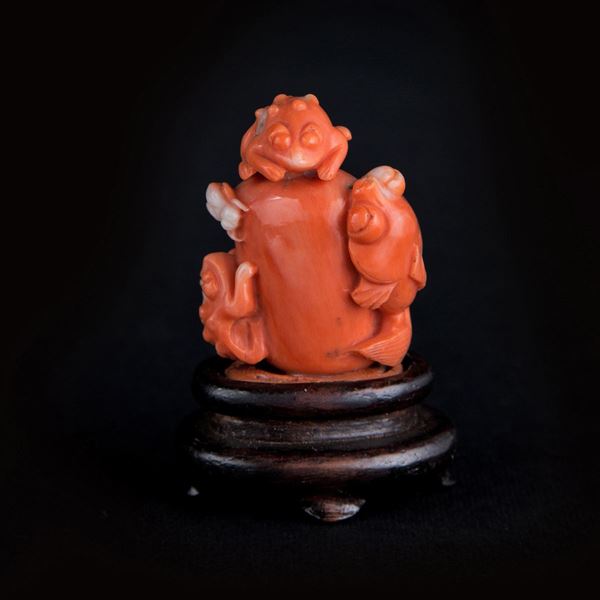 SNUFF BOTTLE INTAGLIATA IN CORALLO