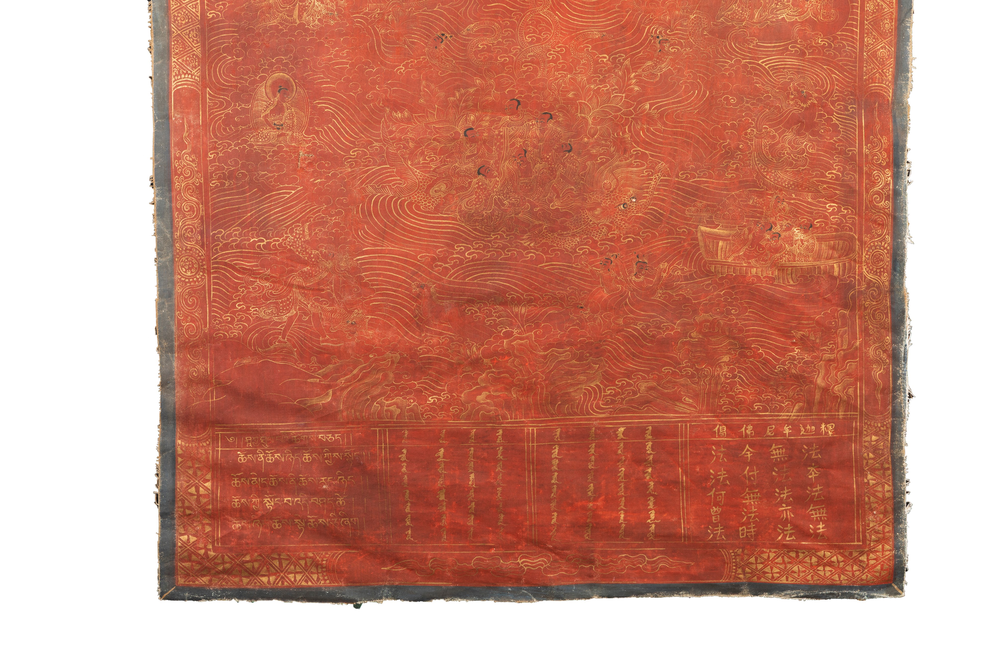 Thangka in Seta a Fondo Rosso