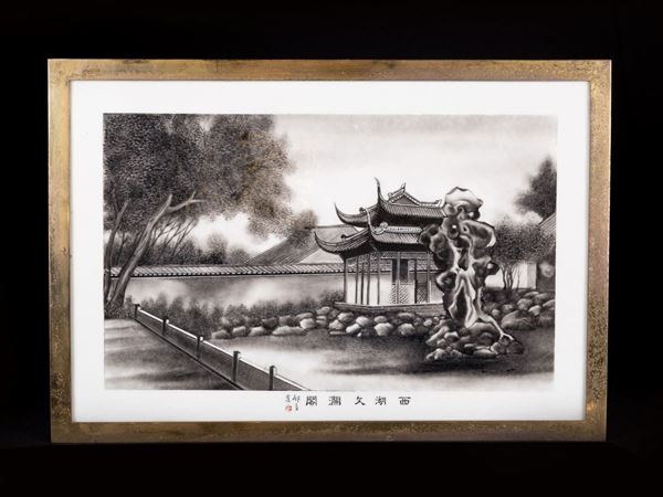 PORCELAIN PLAQUE SIGNED DENG QINLIANG  (China, 20th century)  - Auction Fine Asian Art - Marco Polo Auctions - Asian Art Auctions Milano