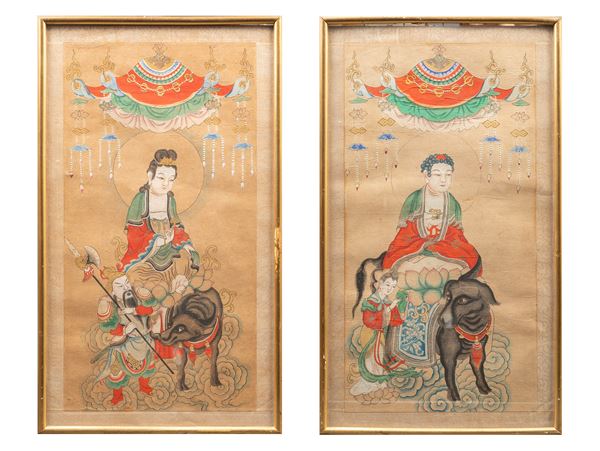 A PAIR OF PAINTING ON PAPER