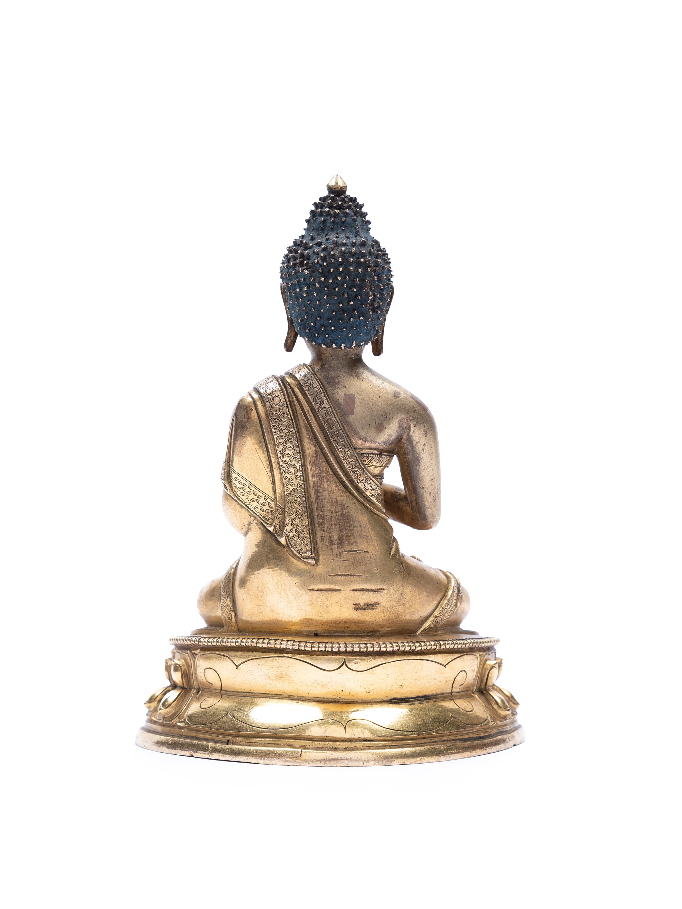Buddha Shakyamuni, Figura in bronzo dorato, Tibet, XVIII secolo