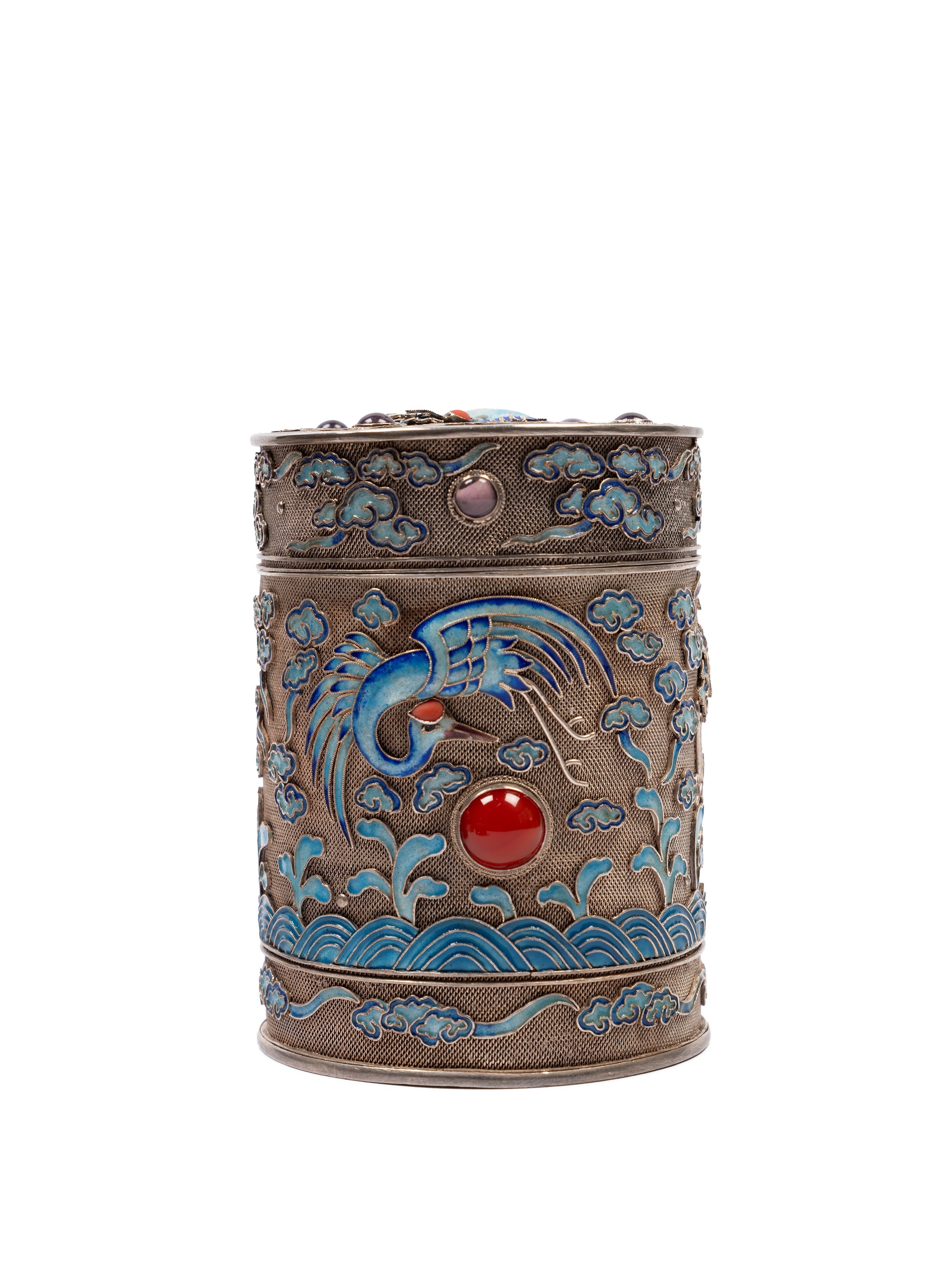 Quattro Scatole in Argento Giada e Pietre Dure