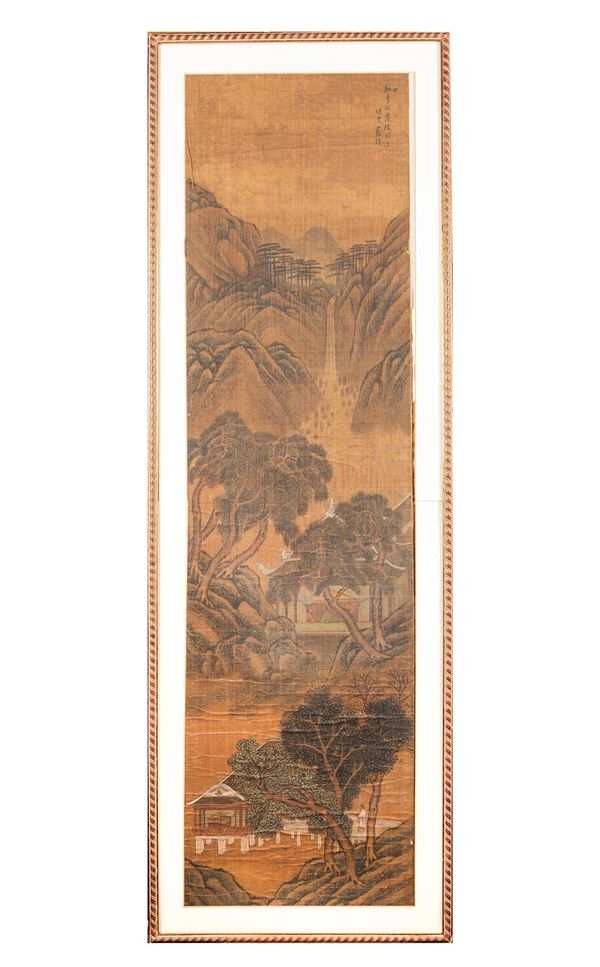 A SCROLL PAINTING ON SILK