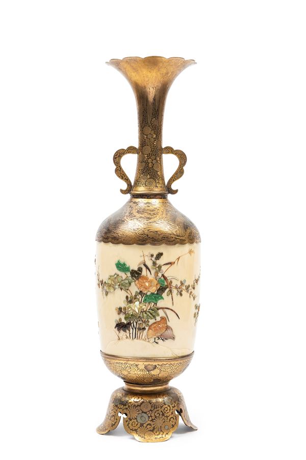 ☼VASO IN AVORO SHIBAYAMA E METALLO