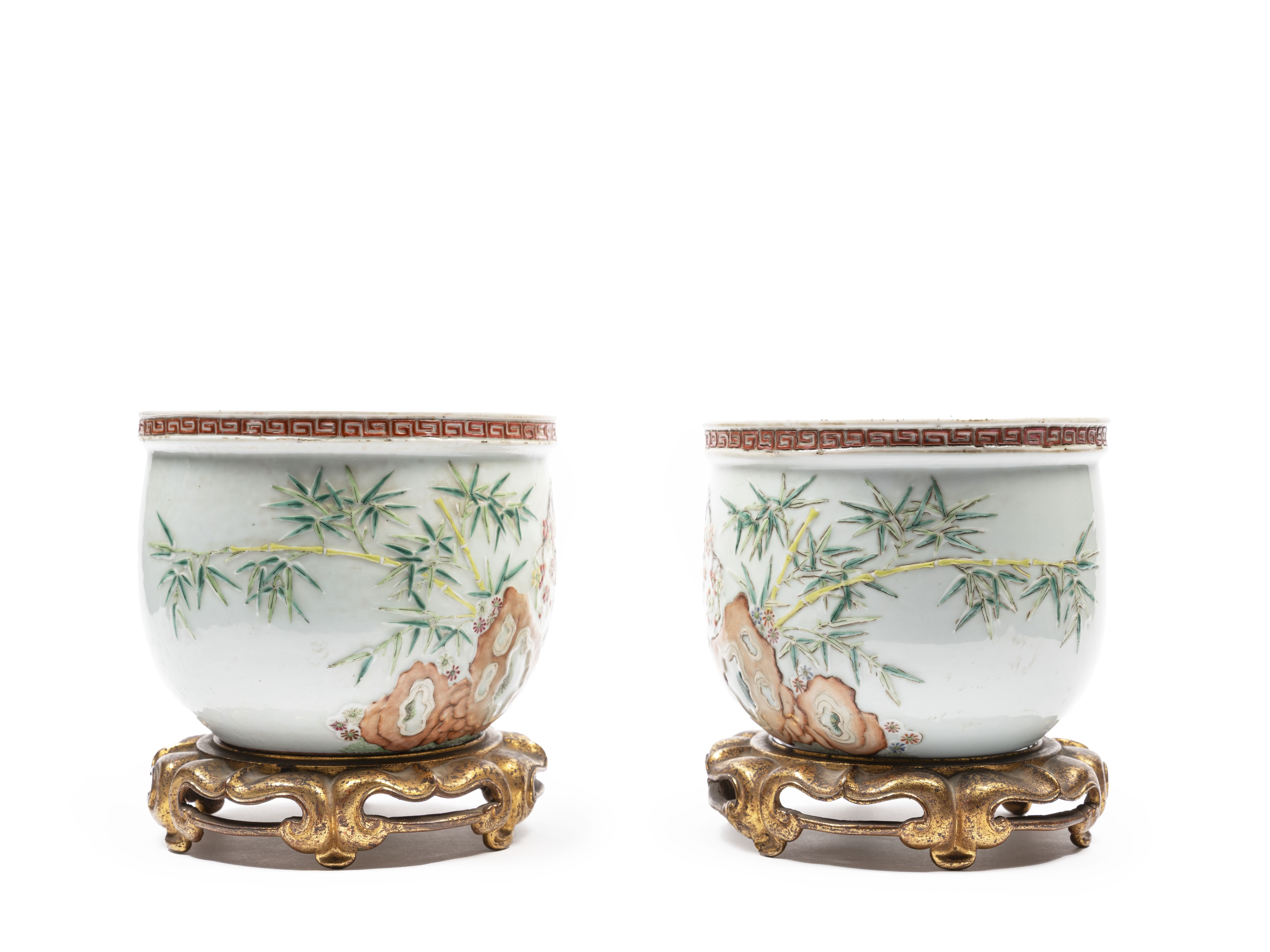 COPPIA DI PORTAFIORI IN PORCELLANA FAMIGLIA ROSA