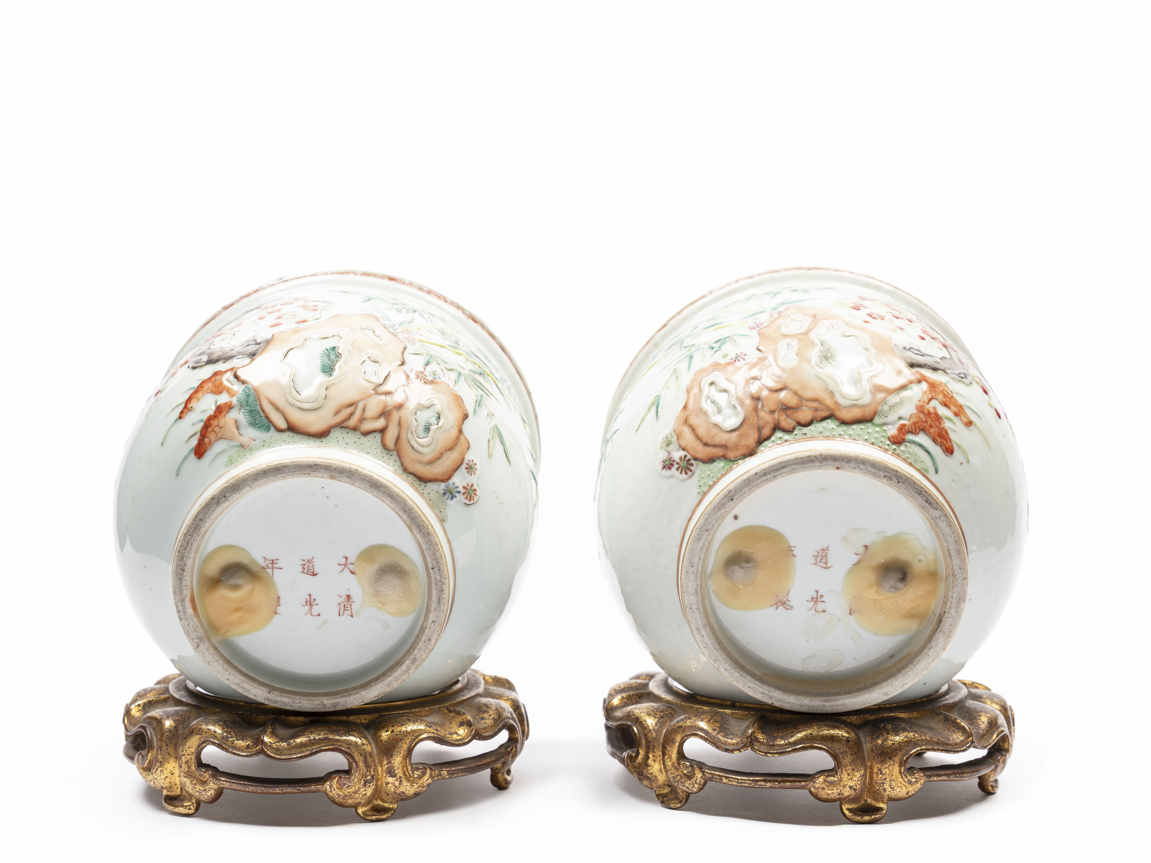 COPPIA DI PORTAFIORI IN PORCELLANA FAMIGLIA ROSA