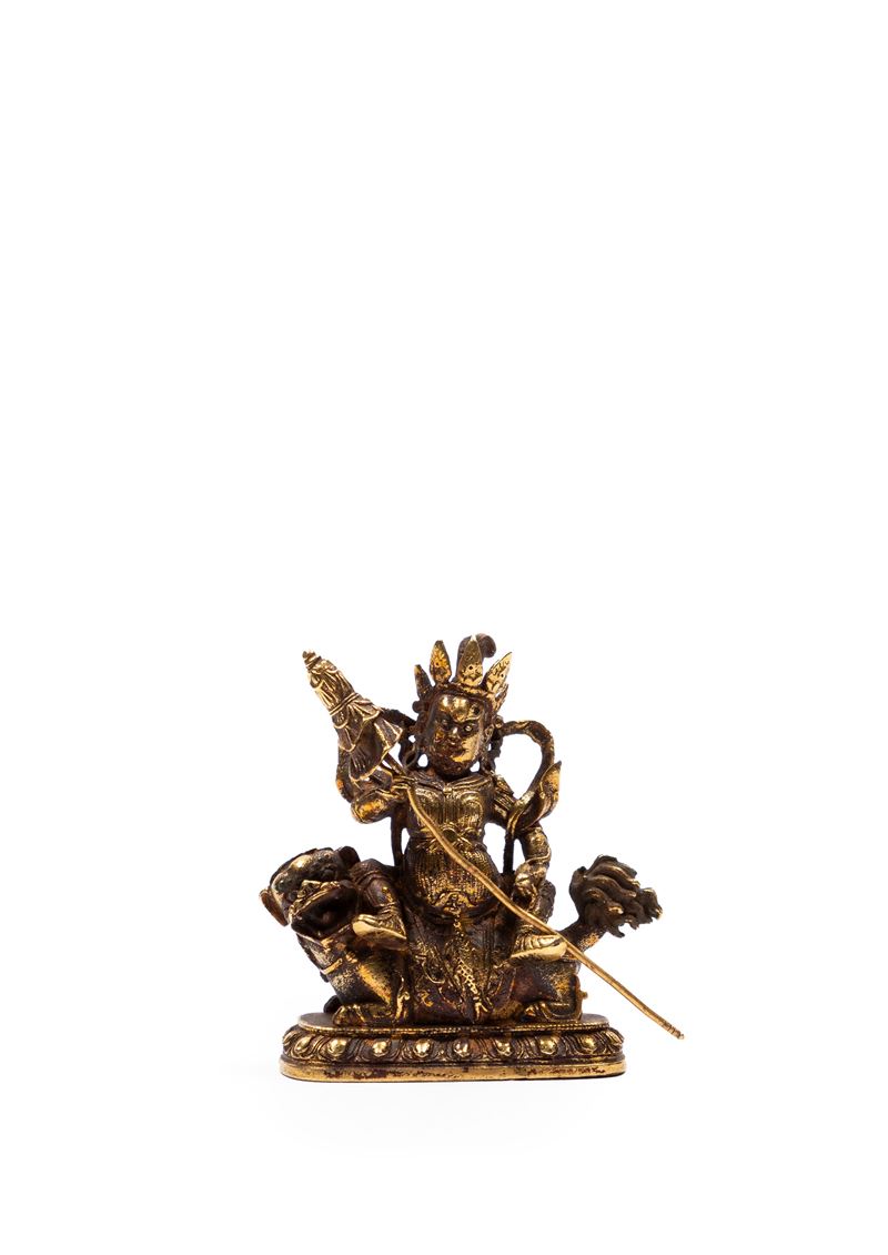 Rara Piccola Figura in Bronzo Dorato