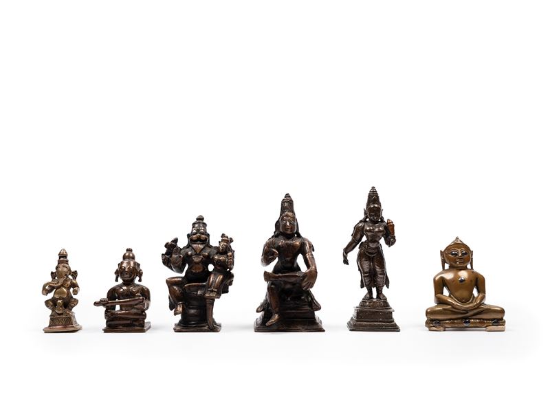 GRUPPO DI SEI FIGURE IN BRONZO