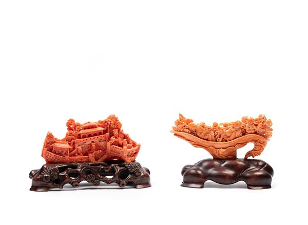 ☼TWO CORAL CARVINGS