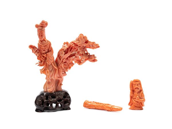 ☼THREE CORAL CARVINGS