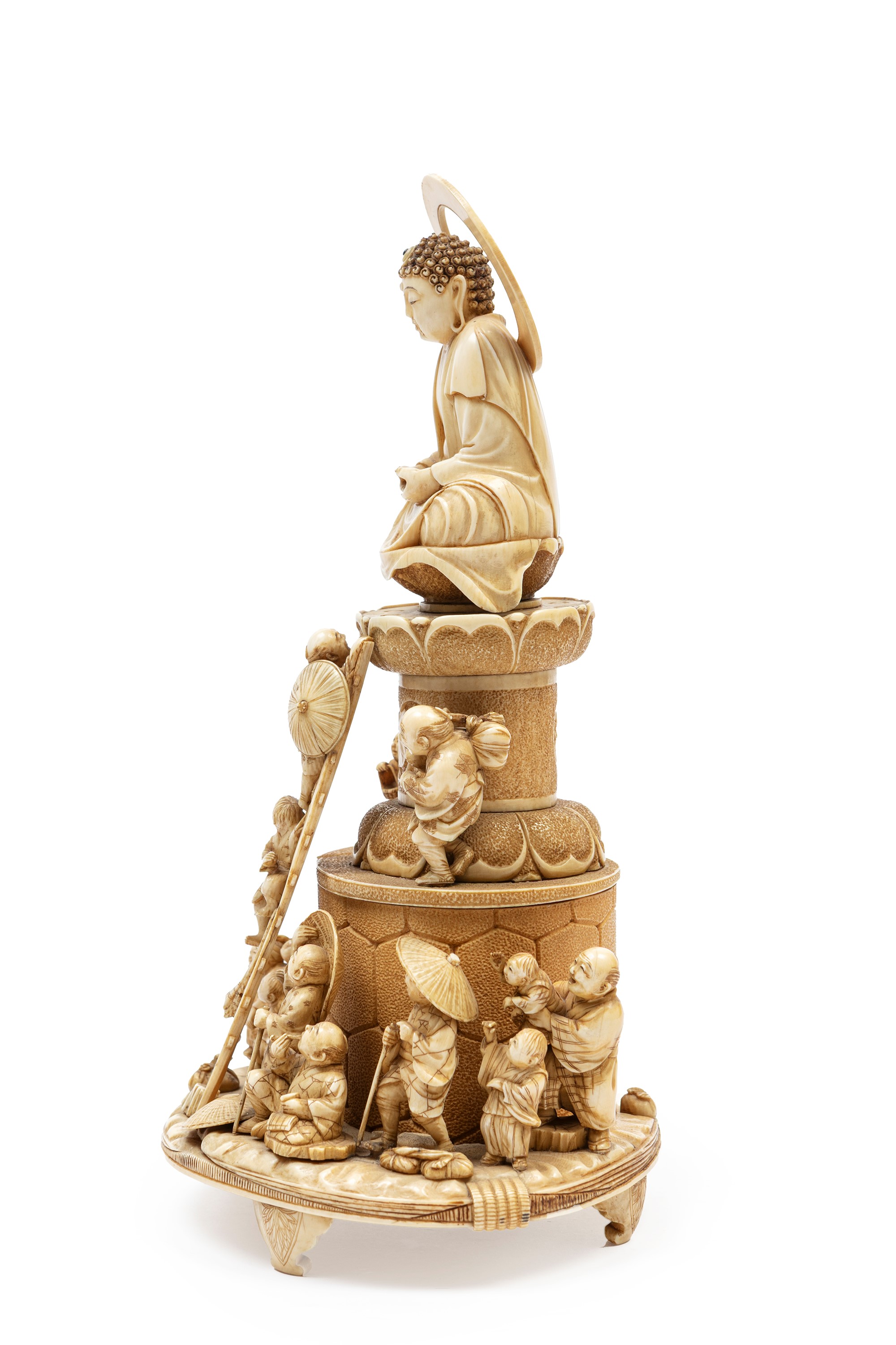 ☼Avorio Giapponese con buddha e vari personaggi