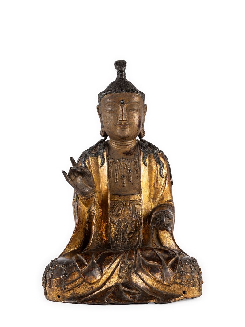 Gwanseum Bosal, Figura in bronzo dorato, h cm 52, Corea, periodo Goryeo, XII/XIII secolo