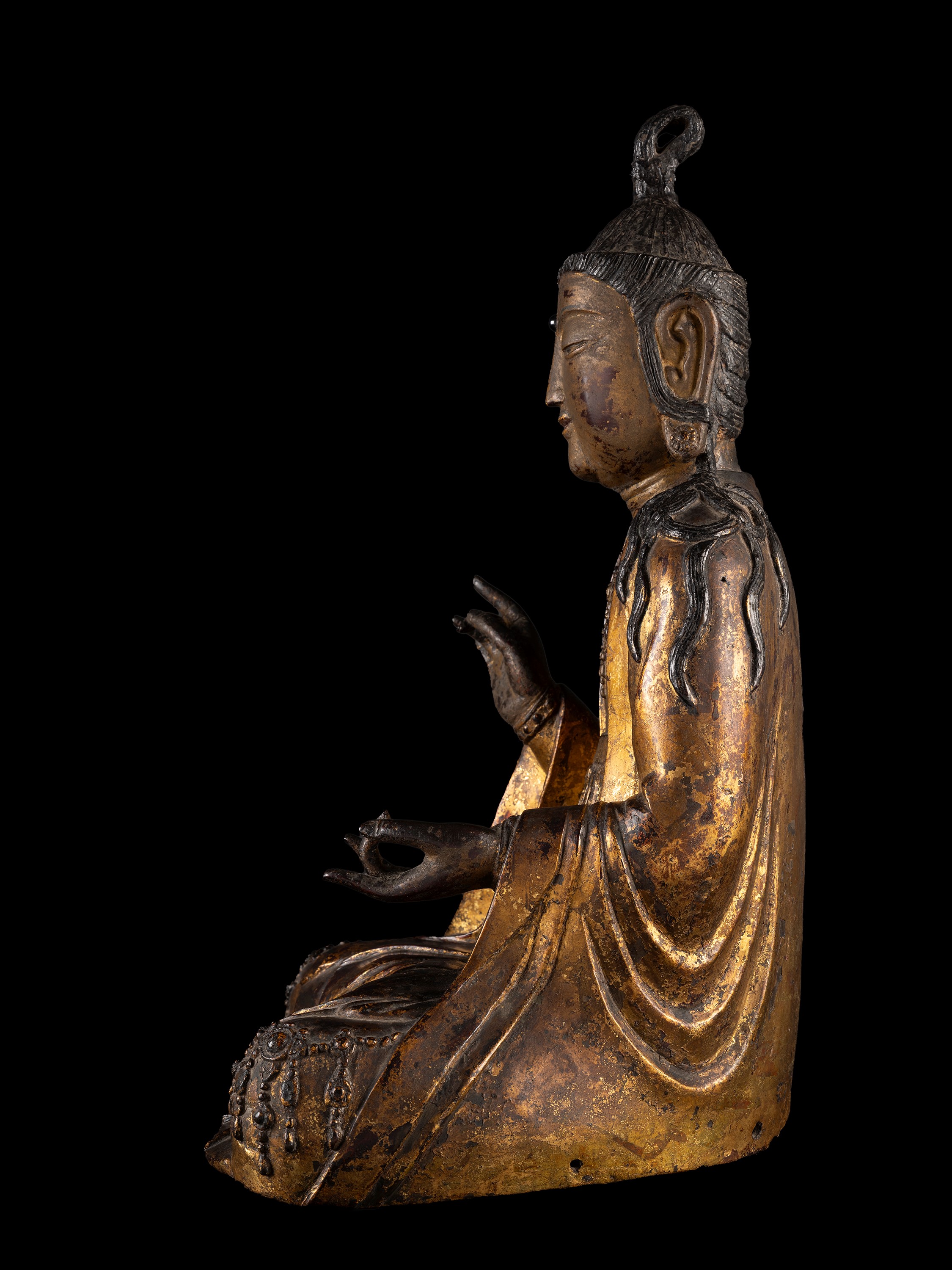 Gwanseum Bosal, Figura in bronzo dorato, h cm 52, Corea, periodo Goryeo, XII/XIII secolo
