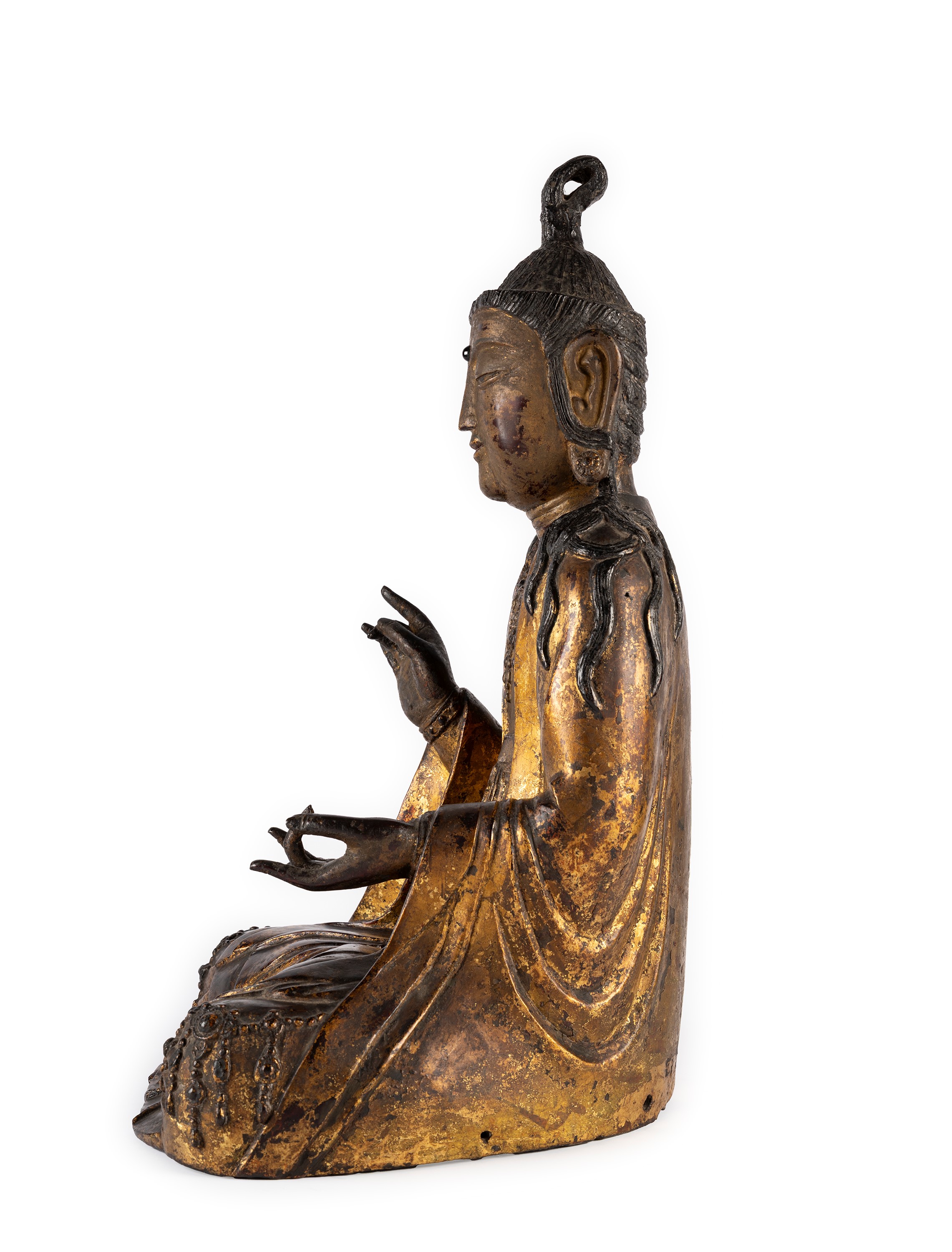 Gwanseum Bosal, Figura in bronzo dorato, h cm 52, Corea, periodo Goryeo, XII/XIII secolo
