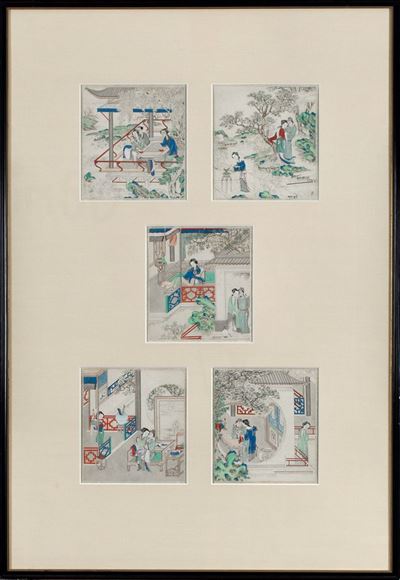 Dipinto su carta, Scenes of Courtly Life, Cina, Dinastia Qing, XVIII / XIX secolo