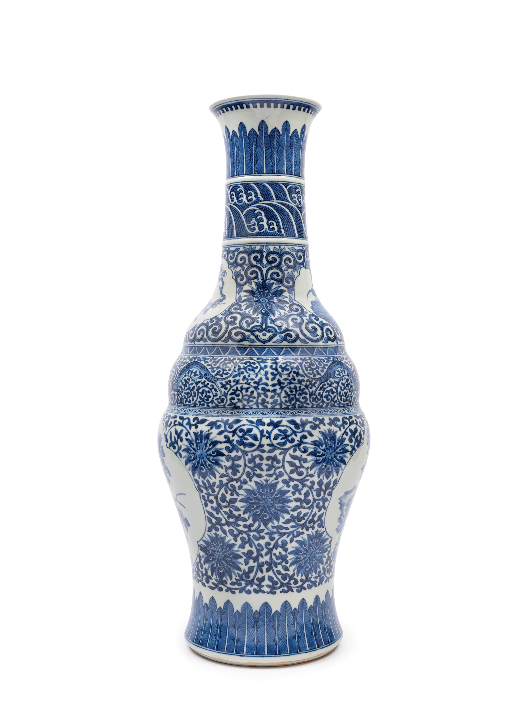 Grande Vaso in Porcellana Bianca e Blu
