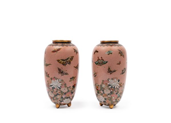 COPPIA DI VASI CLOISONNÉ