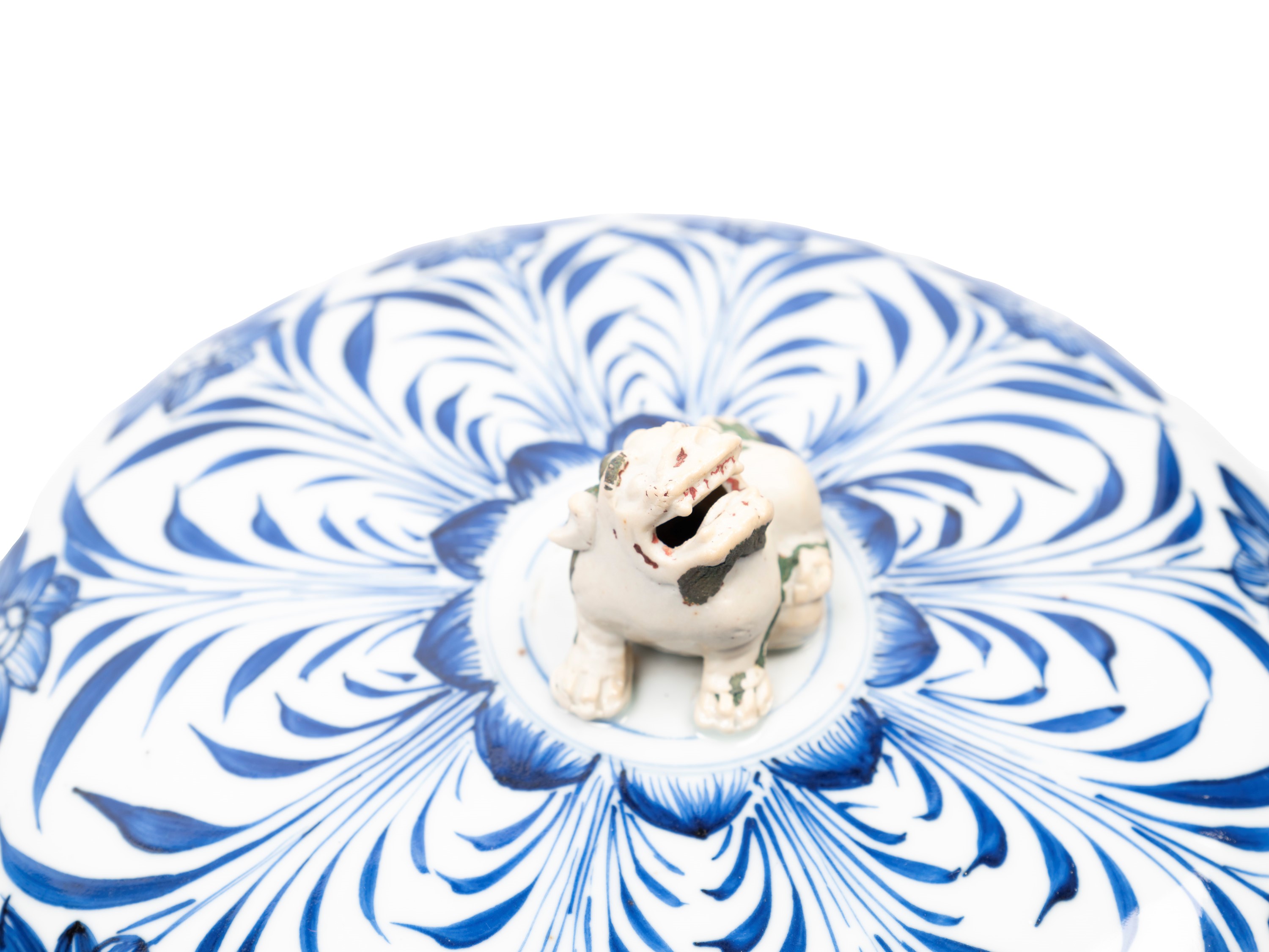 GRANDE CIOTOLA CON COPERCHIO IN PORCELLANA BIANCA E BLU