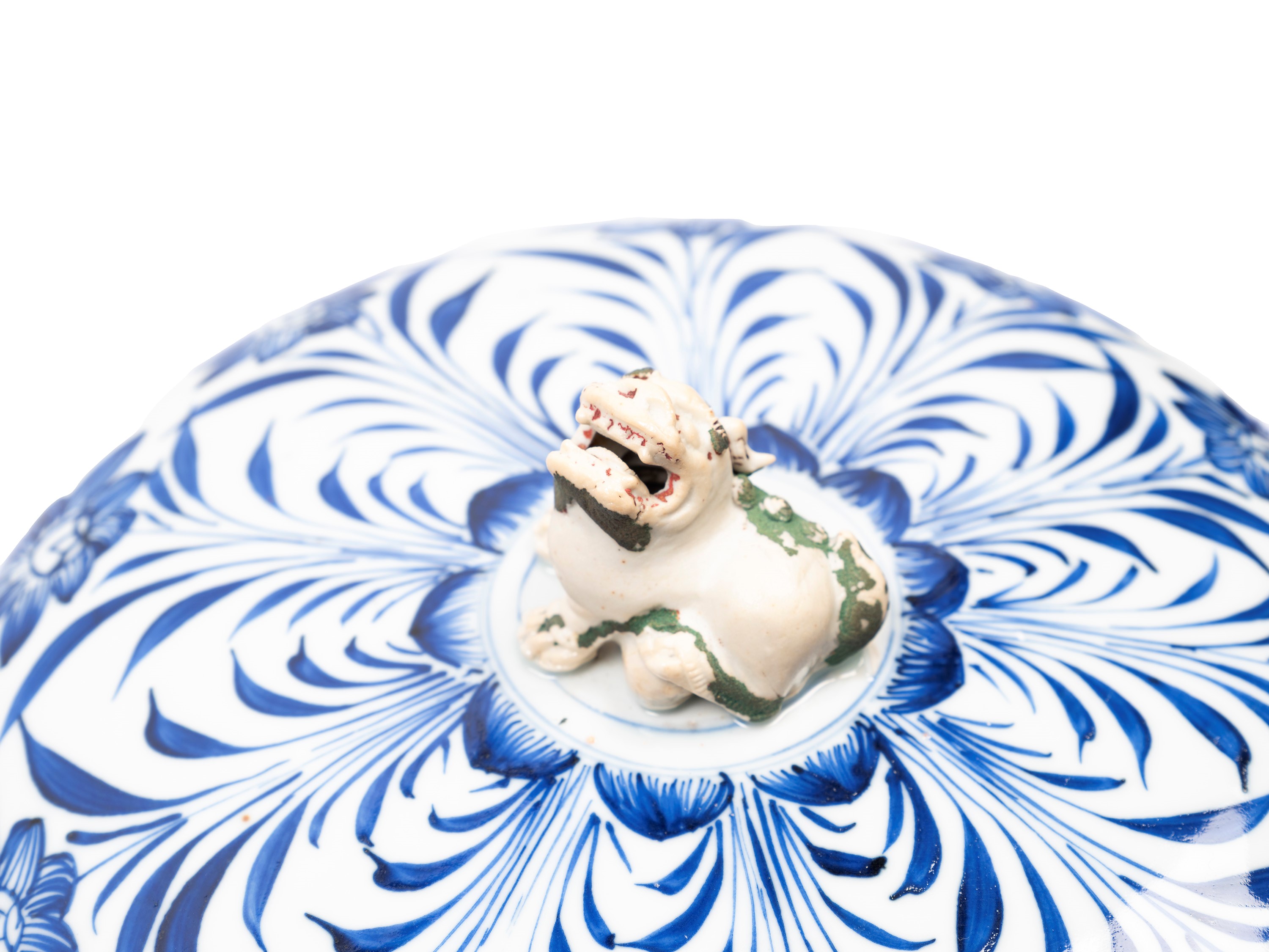 GRANDE CIOTOLA CON COPERCHIO IN PORCELLANA BIANCA E BLU