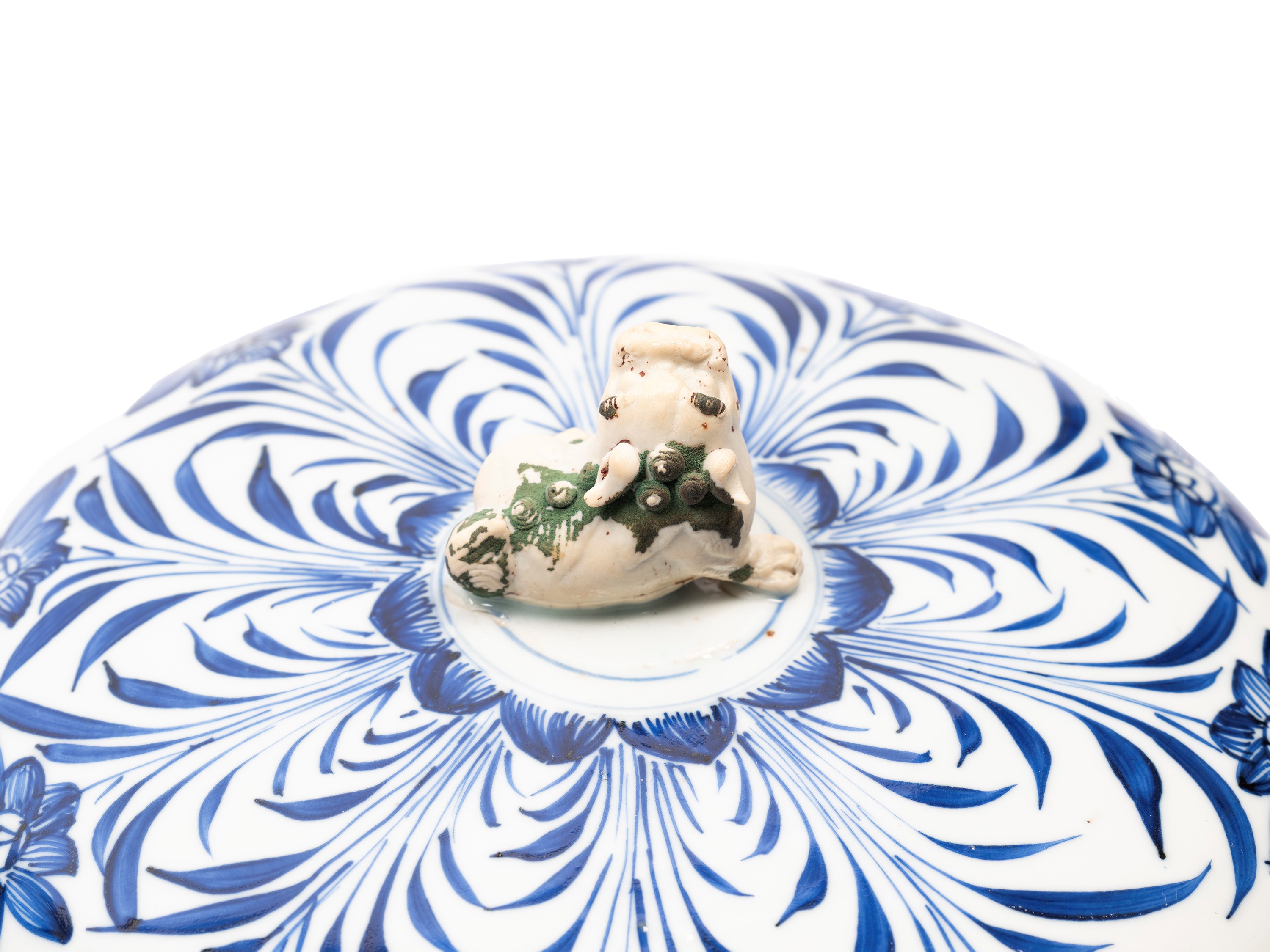 GRANDE CIOTOLA CON COPERCHIO IN PORCELLANA BIANCA E BLU