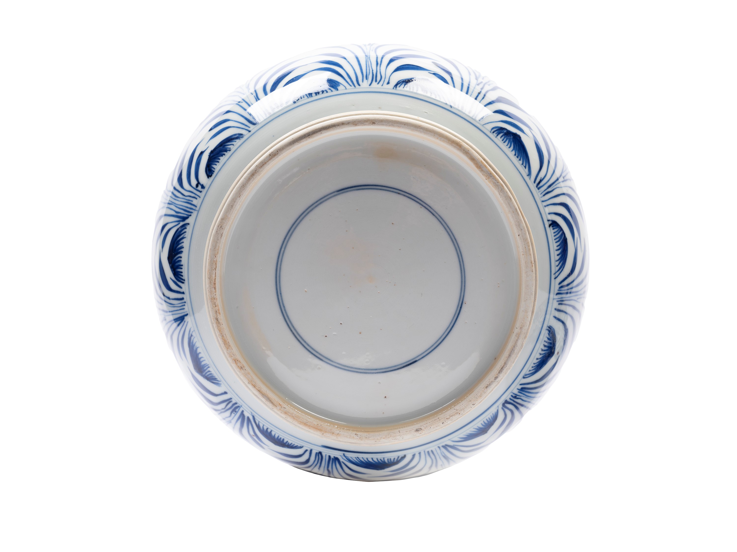 GRANDE CIOTOLA CON COPERCHIO IN PORCELLANA BIANCA E BLU