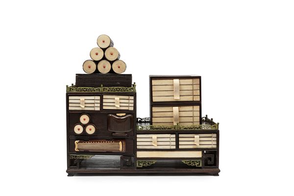 ☼A ZITAN AND IVORY CABINET