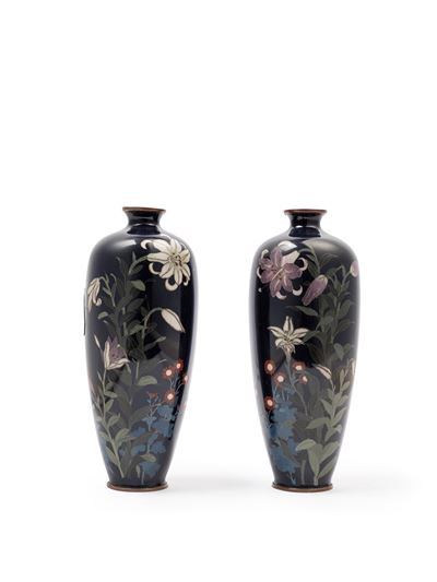 Coppia di Vasi in Smalto Cloisonné