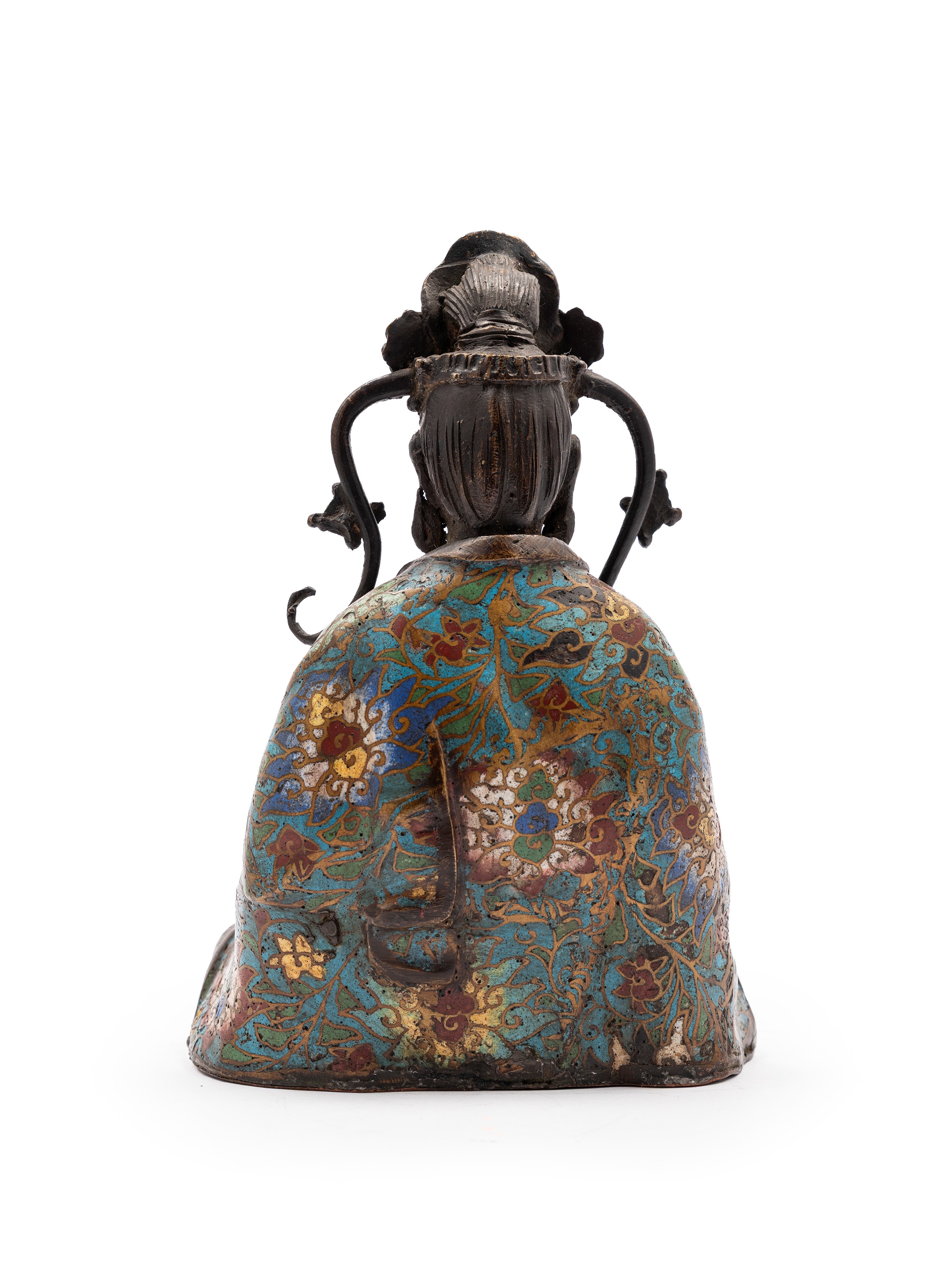 Grande Scultura in Bronzo e Smalto Cloisonné