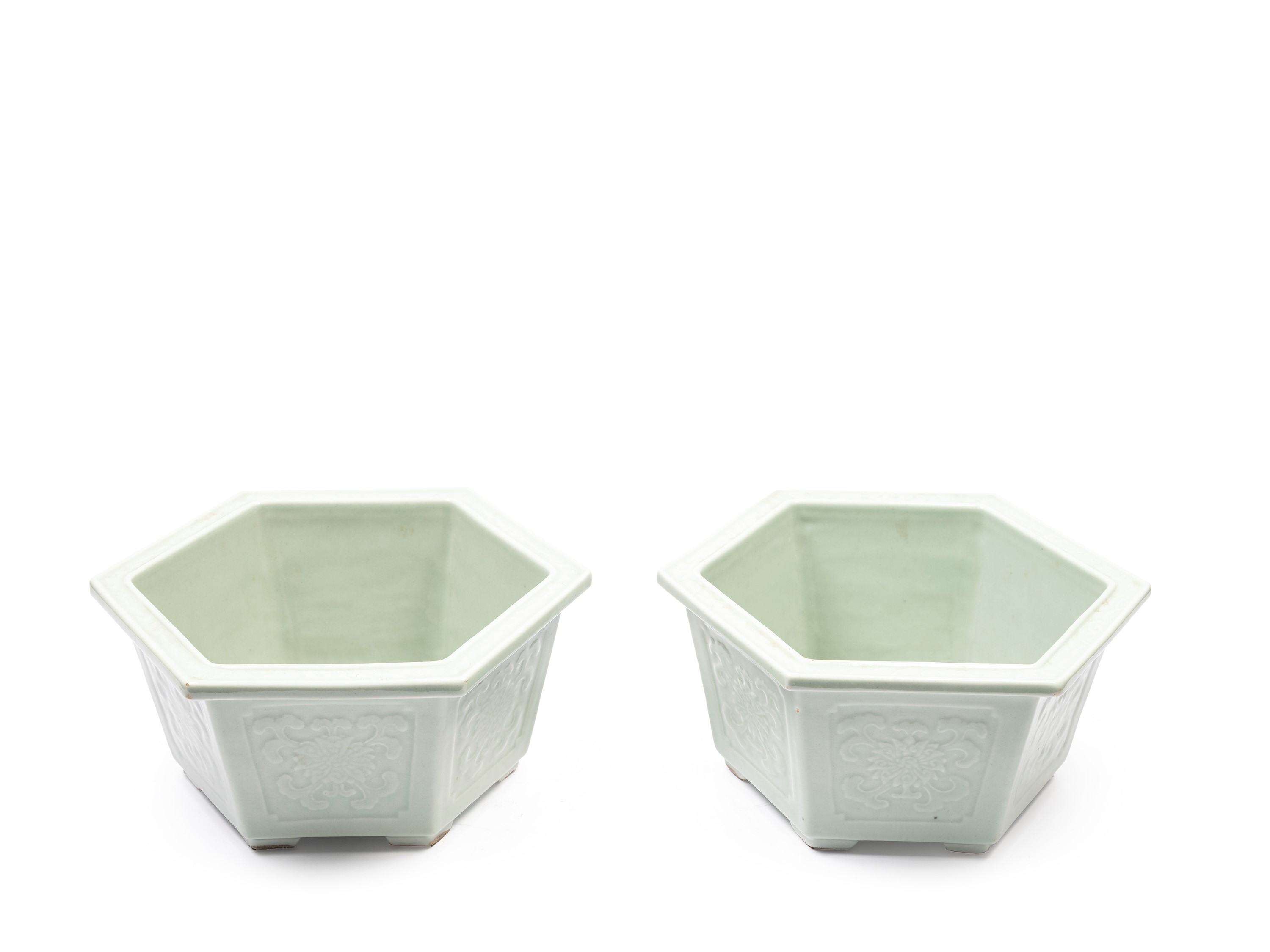 Coppia di Fioriere in Porcellana Celadon