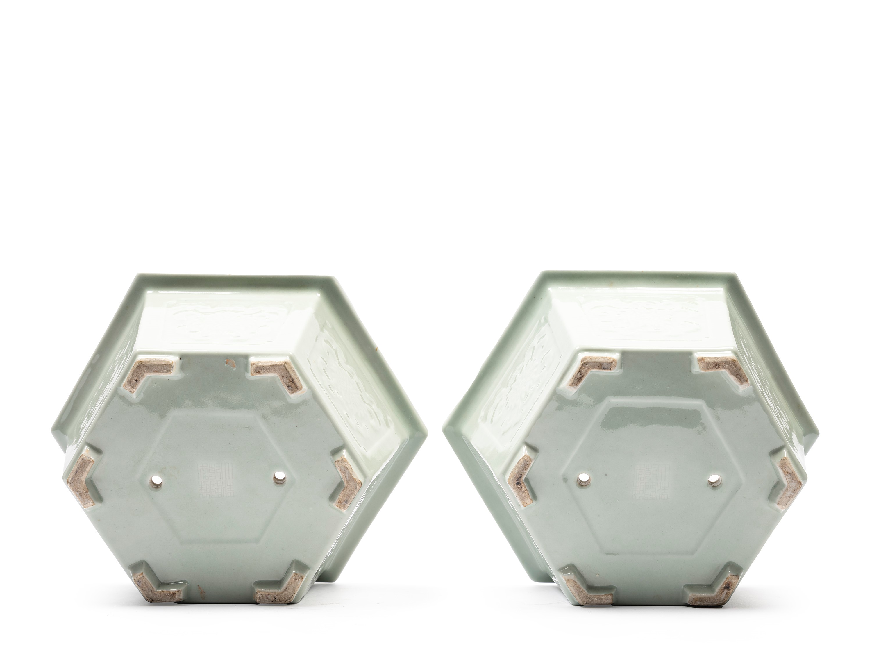 Coppia di Fioriere in Porcellana Celadon